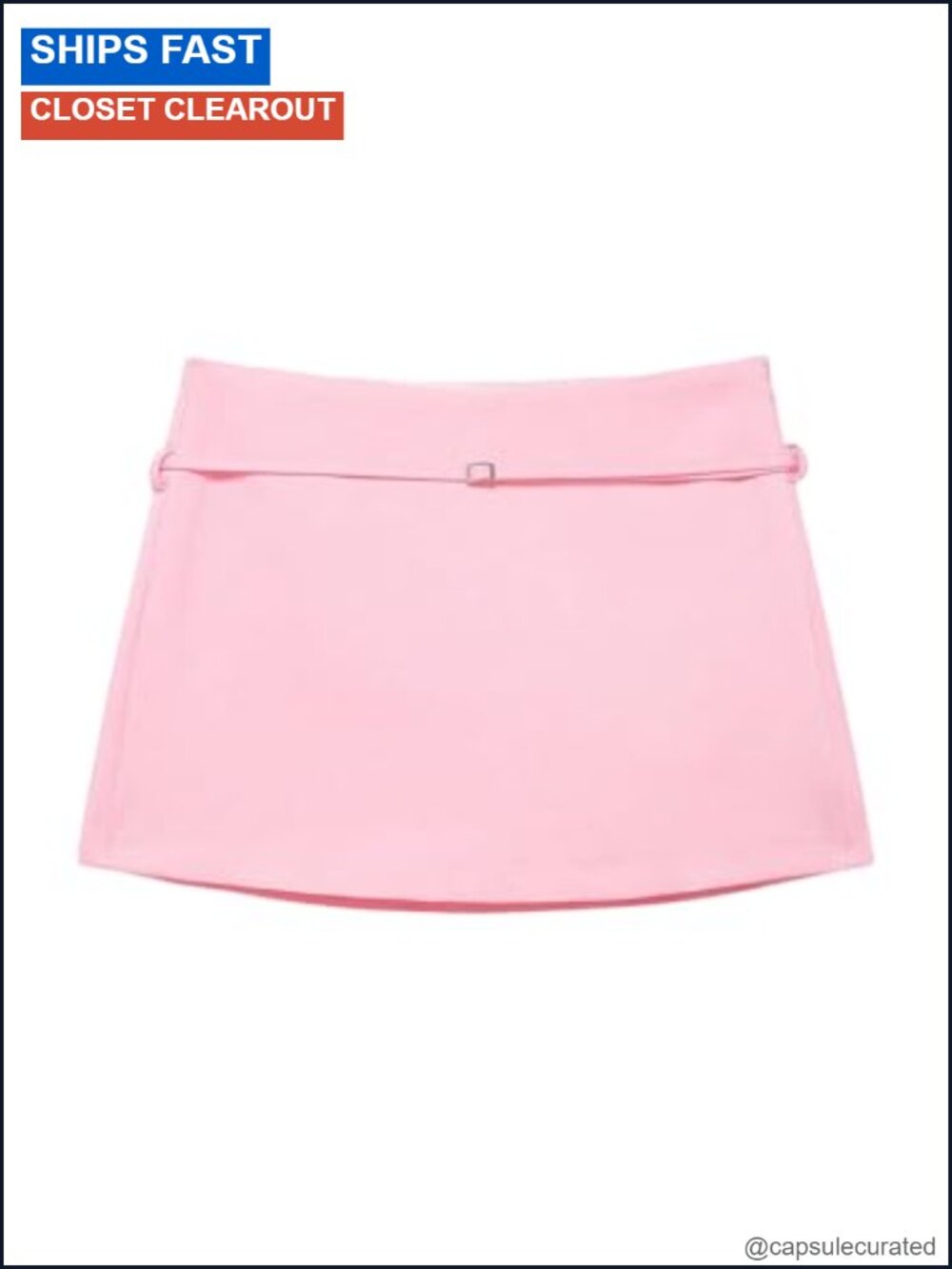 Women's Zip Up Mini Skort Low Rise Belted A Line Shorts